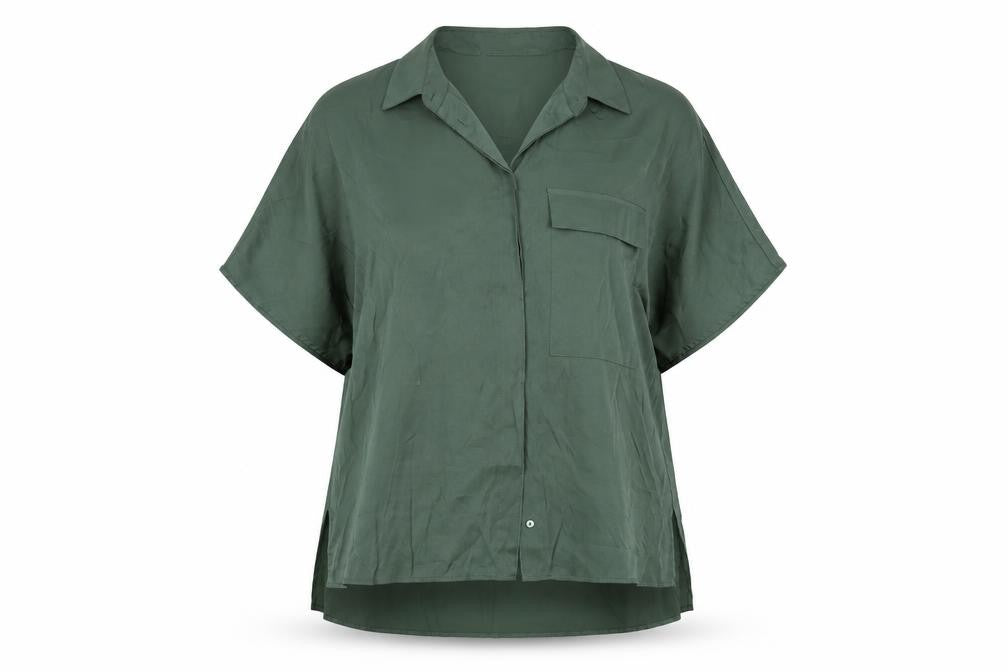 MNG Women's Green Button-Up Shirt Size 6