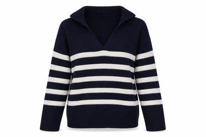 John Lewis Women's Blue Striped Pullover Jumper, Size S