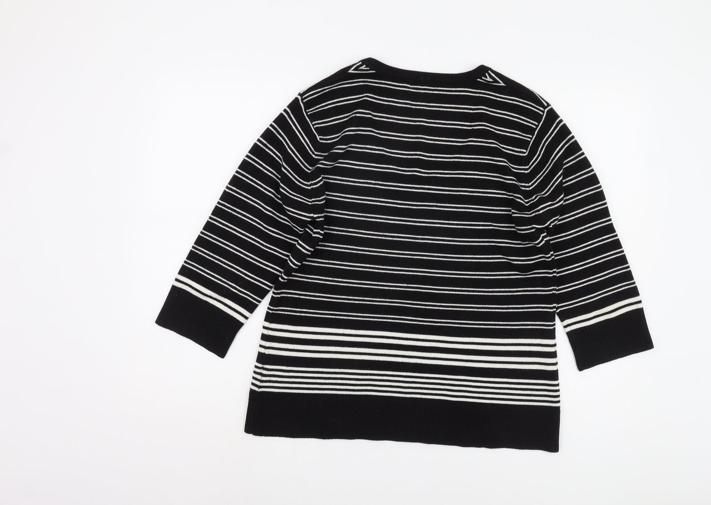 Paramour Women's Black Striped V-Neck Pullover Jumper L