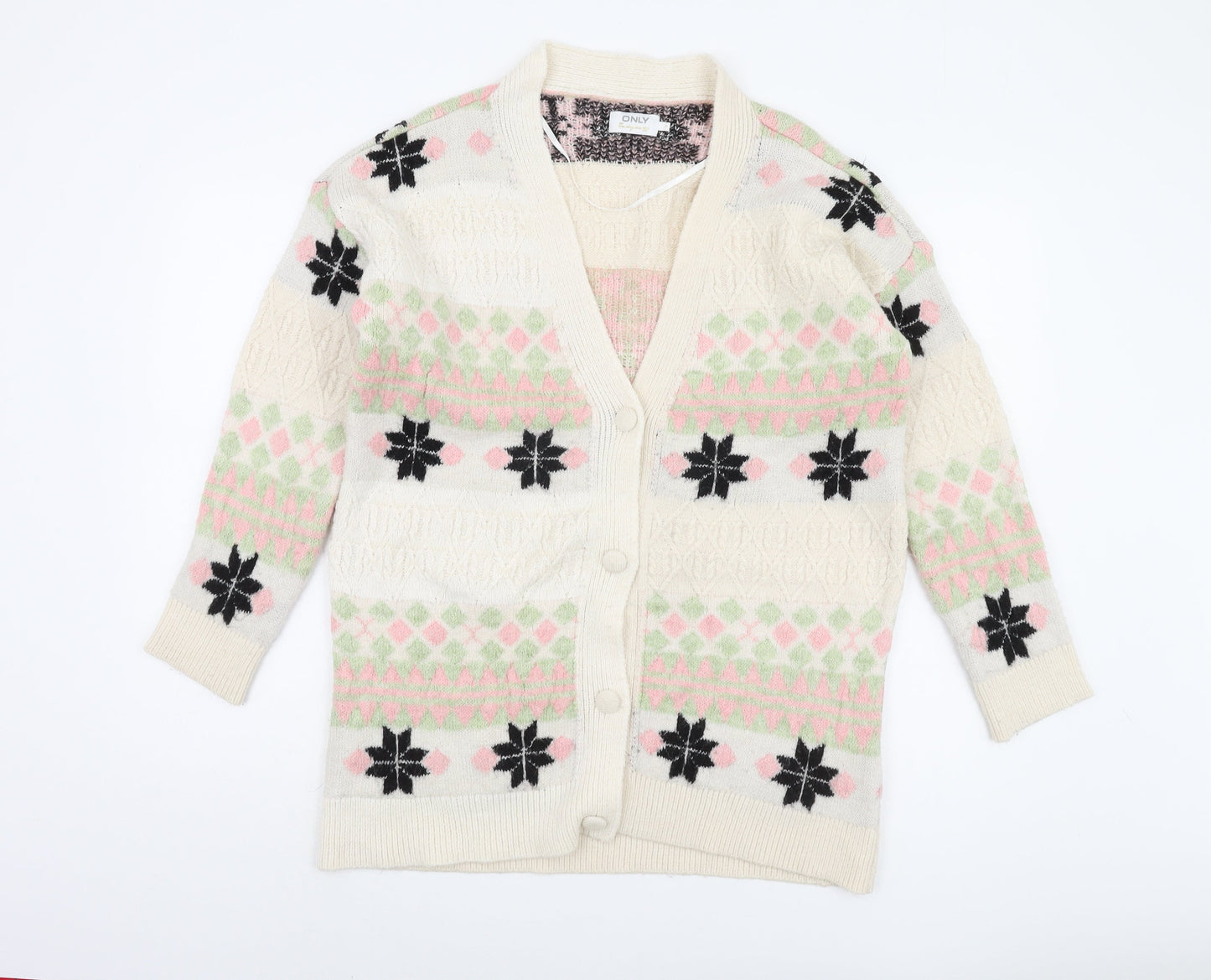 Only Women's Multicoloured Fair Isle Cardigan XS
