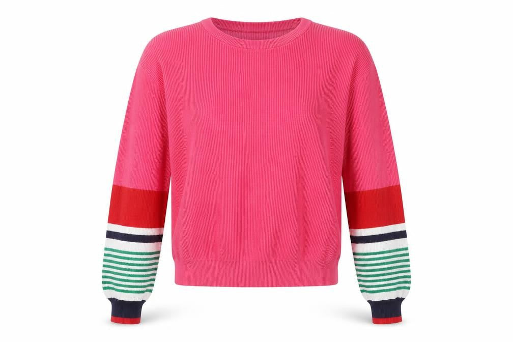 Laura Jackson Women's Pink Striped Pullover Jumper Size S