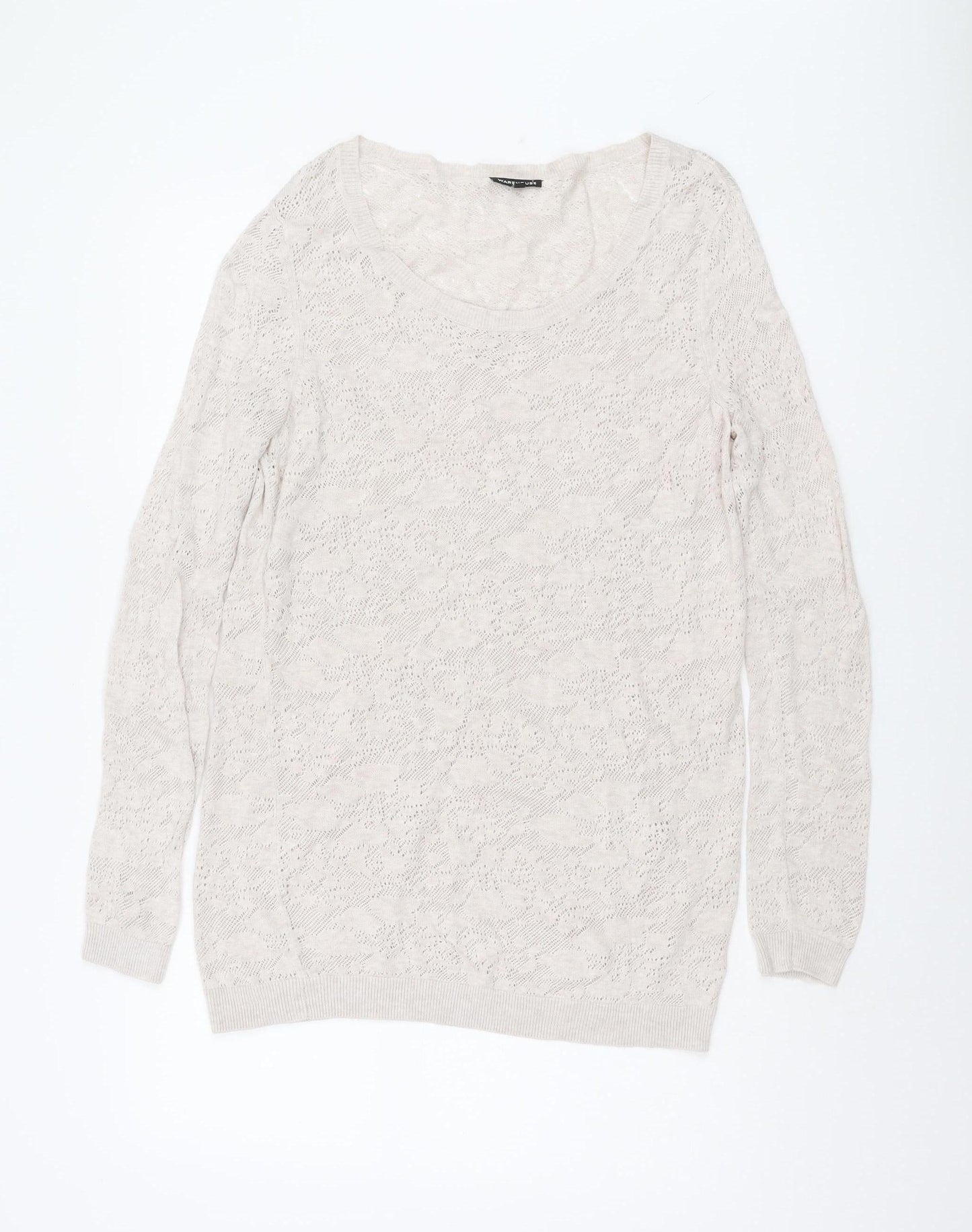Warehouse Beige Women's Pullover Jumper UK 16