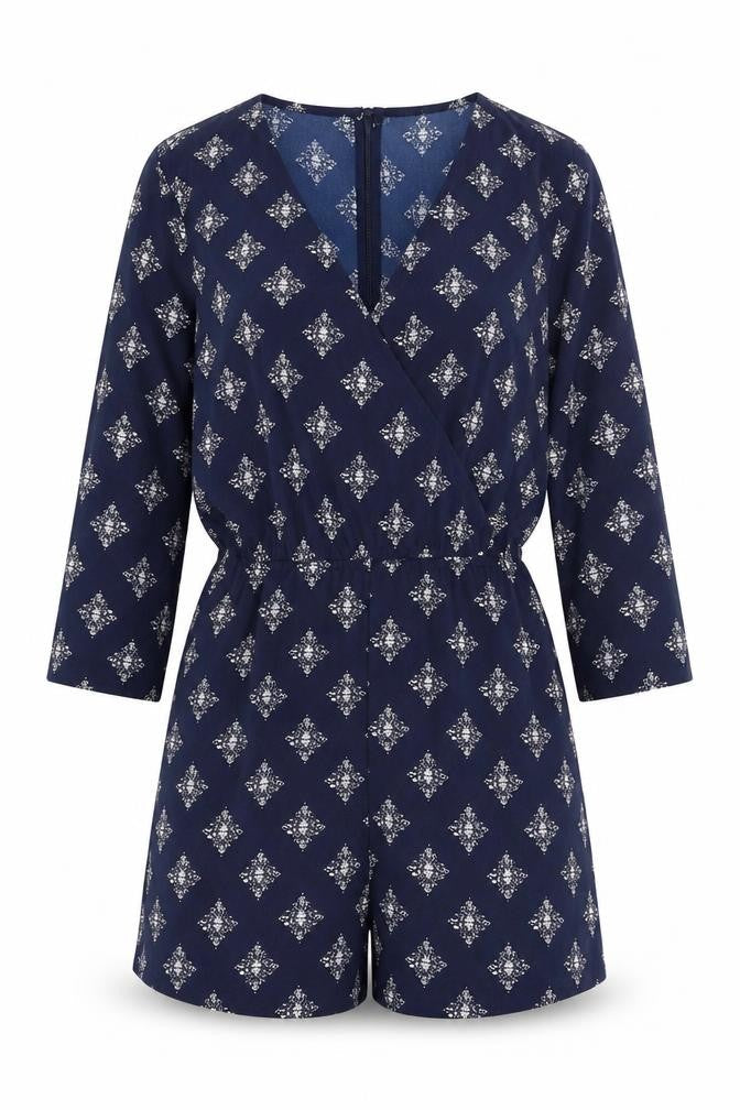 Dancing Leopard Blue Geometric Playsuit, Women's Size 6