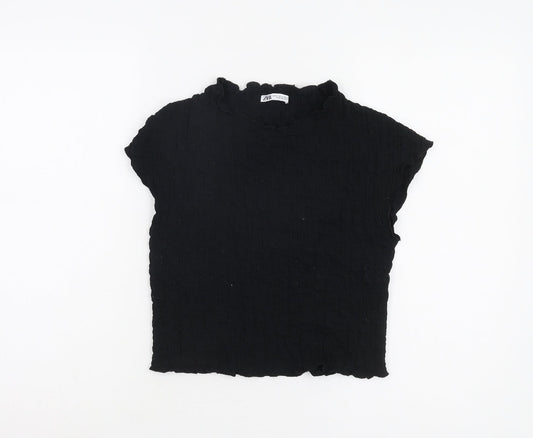 ZARA Women's Black Slim Fit T-Shirt S High Neck