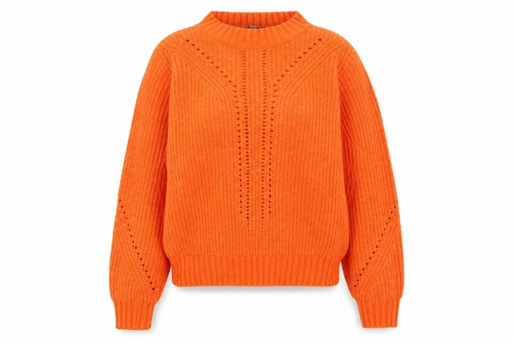 M&Co Women's Orange Mock Neck Pullover Jumper Size 18