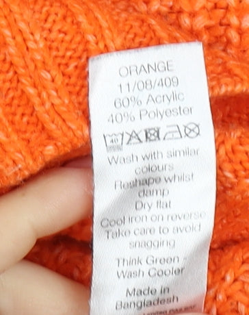 M&Co Women's Orange Mock Neck Pullover Jumper Size 18