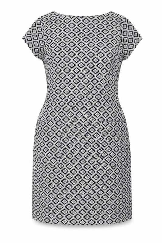 Next Women's Grey Geometric Shift Dress Size 16 Casual