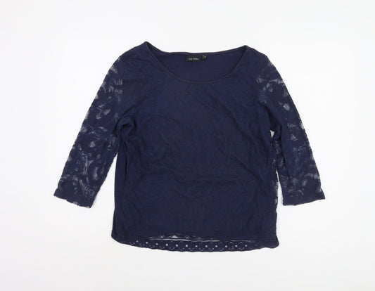 Next Women’s Blue Petite Top with Lace Sleeves