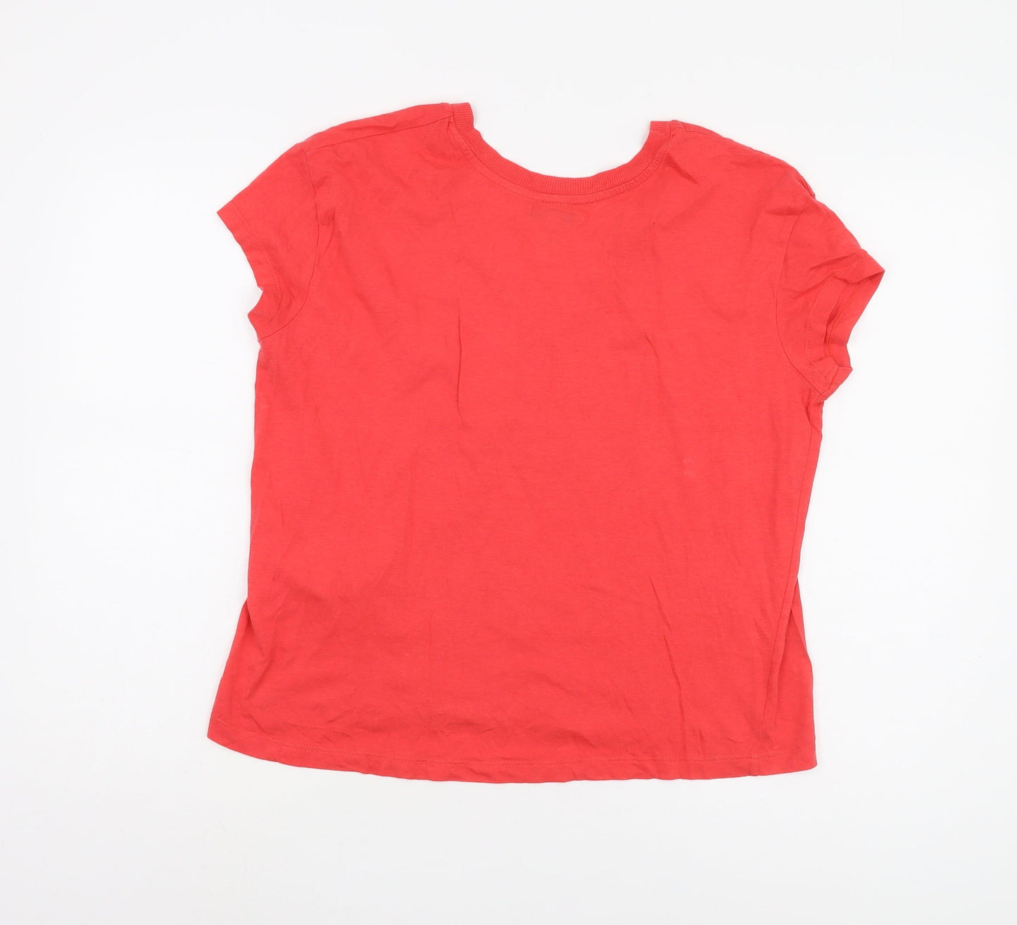 Zara Women's Red V-Neck T-Shirt, Size 12