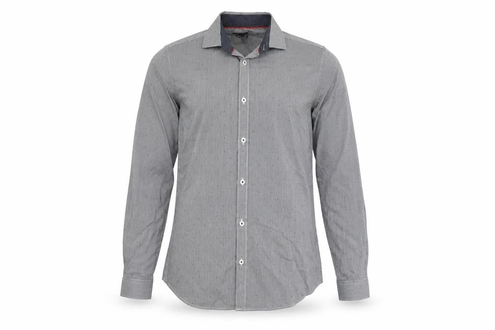 H&M Men's Grey Check Button-Up Shirt, Size S