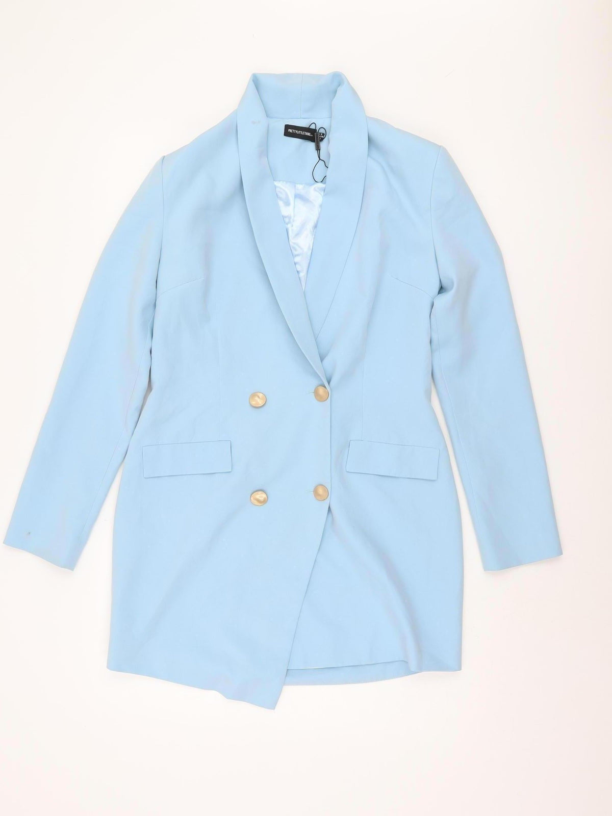 PrettyLittleThing Women's Blue Blazer UK 8 Double-Breasted