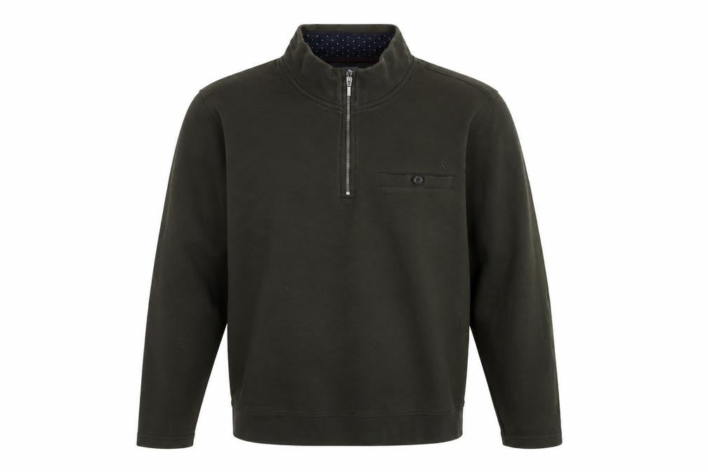 Dressmann Men's Green 1/4 Zip Sweatshirt - Medium