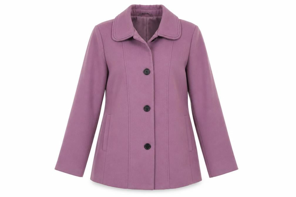 Damart Women's Purple Overcoat Size 14 - Classic & Stylish