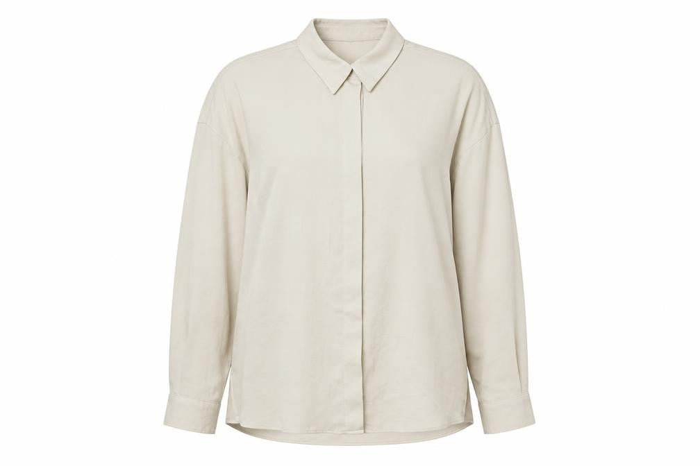 Zara Women's Beige Button-Up Shirt, Size S, Collared, Casual
