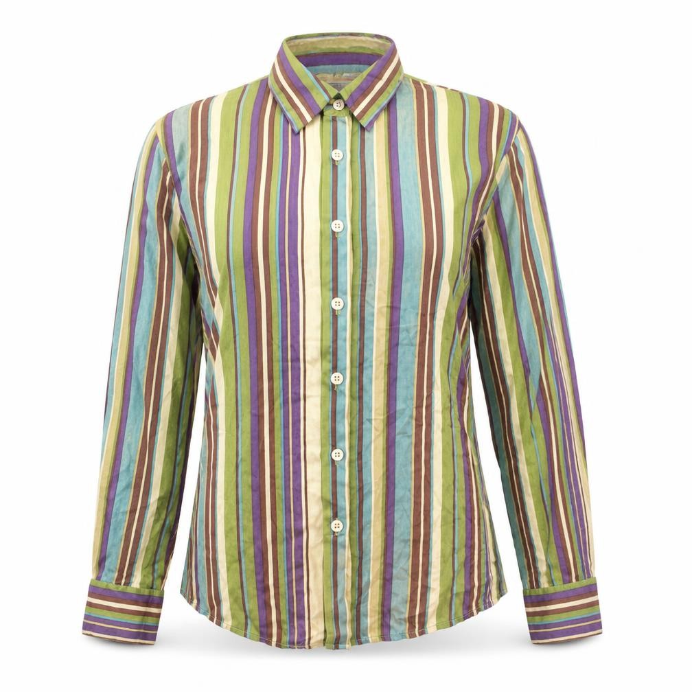 Adec Women's Multicoloured Striped Button-Up Shirt M