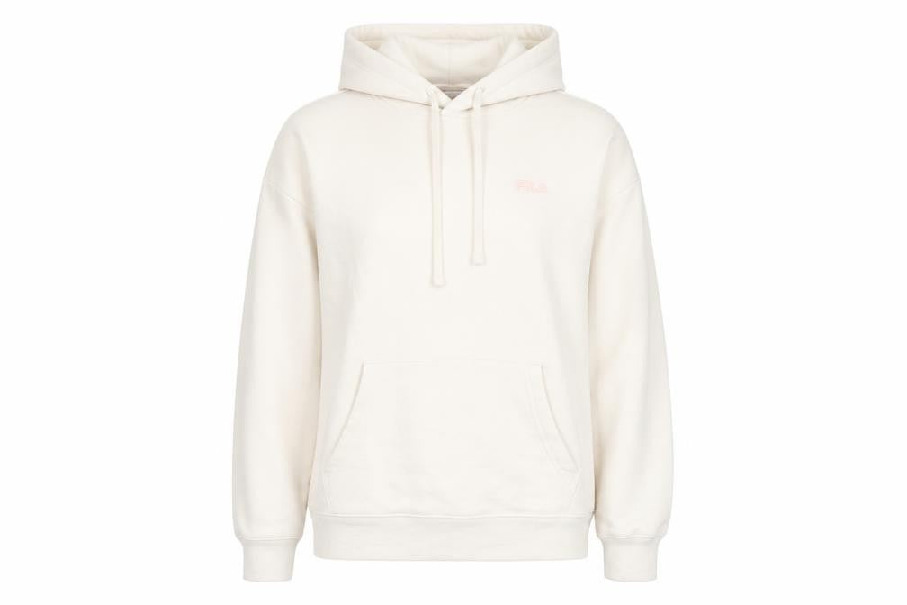 FILA Unisex Ivory Pullover Hoodie Size S - Comfy Casual Wear