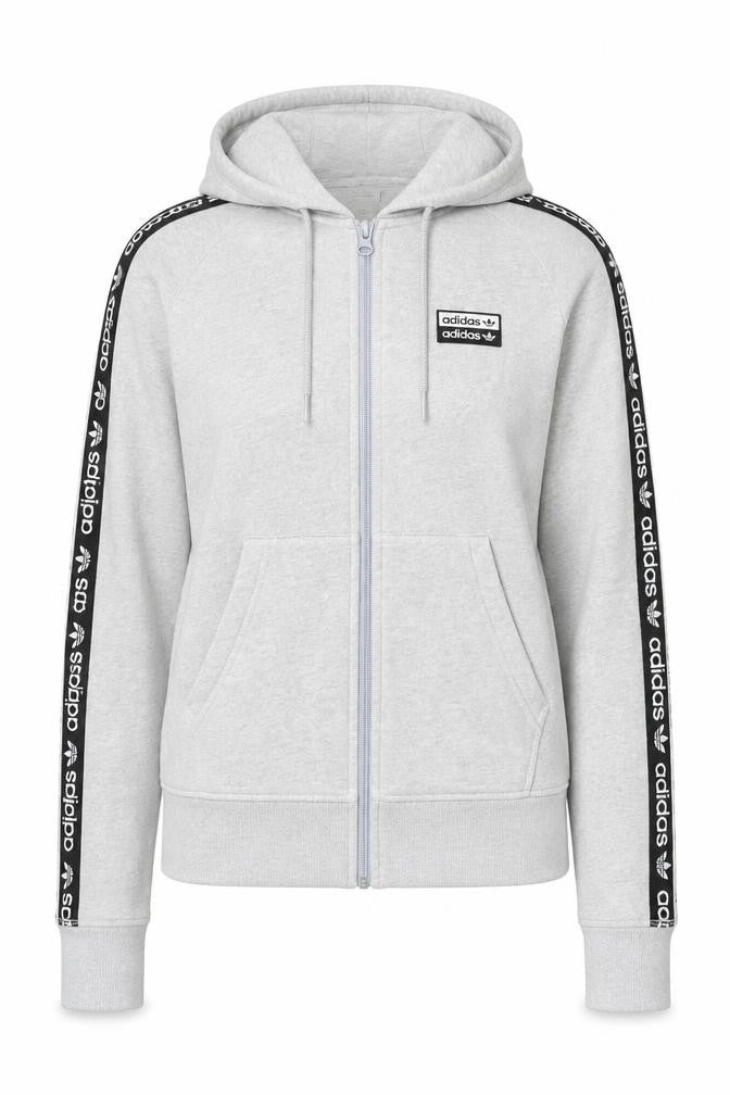 Adidas Women's Grey Full Zip Hoodie - Size 8