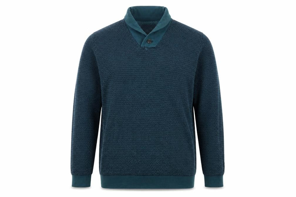 Ted Baker Men’s Blue Wool Cotton Pullover, L, V-Neck