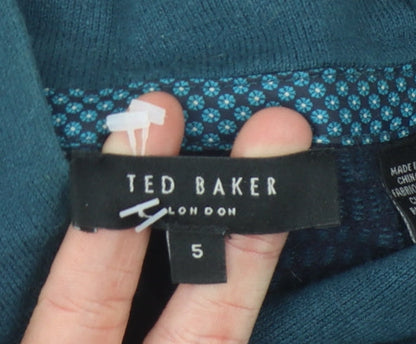 Ted Baker Men’s Blue Wool Cotton Pullover, L, V-Neck