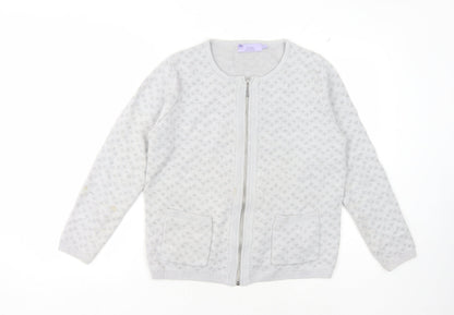 Additional front view of Honor Millburn Women's Grey Cardigan, size S
