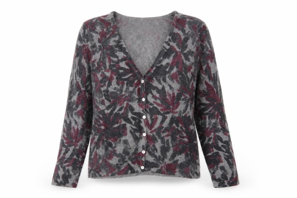 Sarah Spencer Women's Grey Floral Cardigan, Size L
