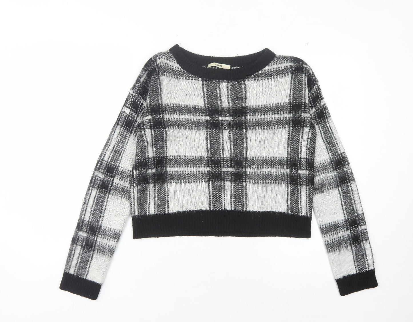 Oasis Women's Black Check Knit Jumper Size 14