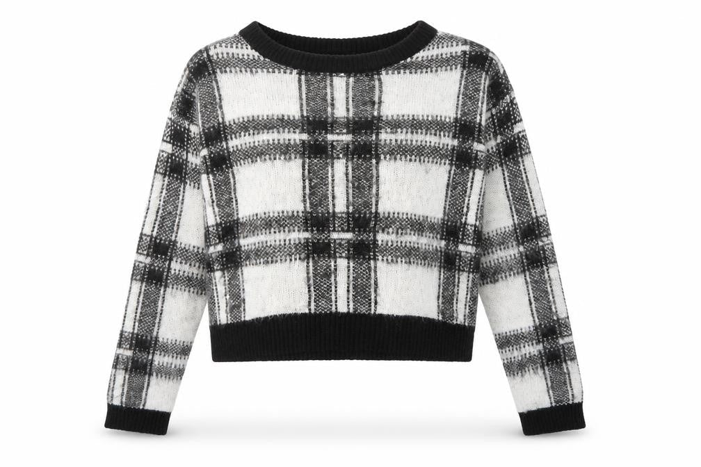 Oasis Women's Black Check Knit Jumper Size 14