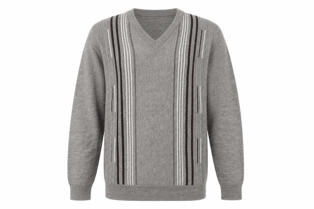 Cavallo Men's Grey V-Neck Pullover Jumper Large