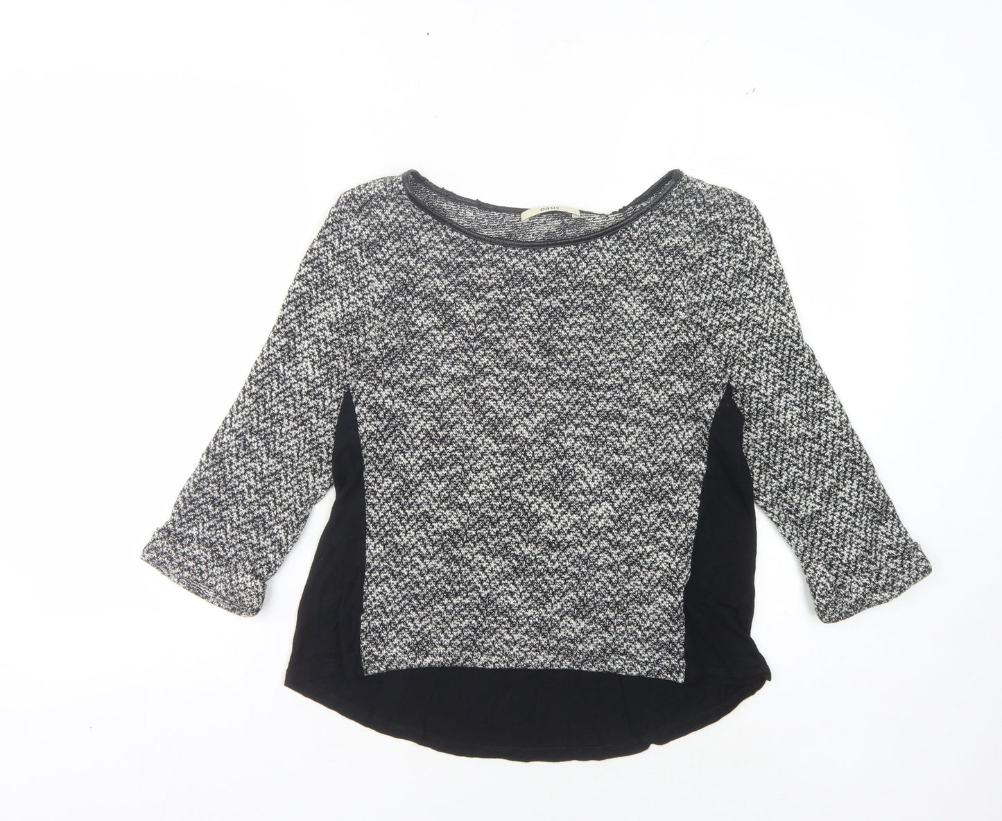 Oasis Women's Black Pullover Jumper - Size 10, Herringbone Pattern