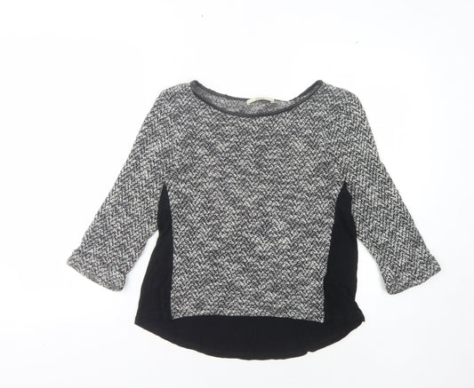 Oasis Women's Black Pullover Jumper - Size 10, Herringbone Pattern
