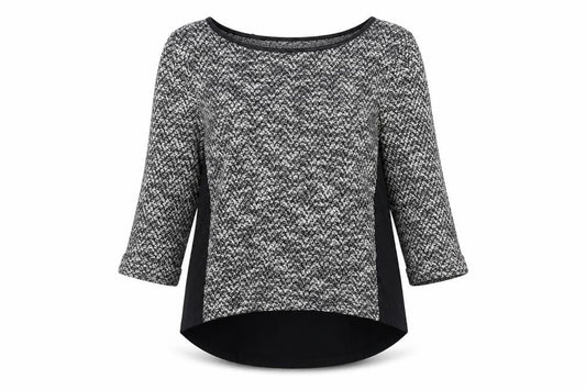 Oasis Women's Black Pullover Jumper - Size 10, Herringbone Pattern