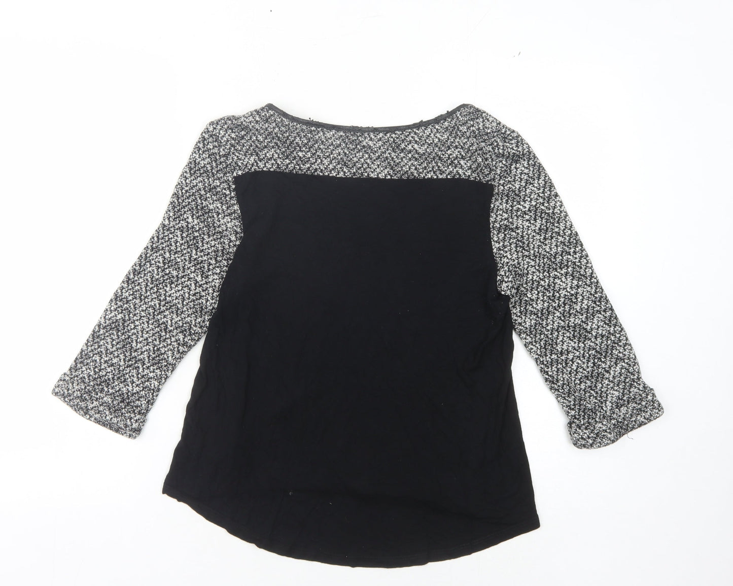 Oasis Women's Black Pullover Jumper - Size 10, Herringbone Pattern