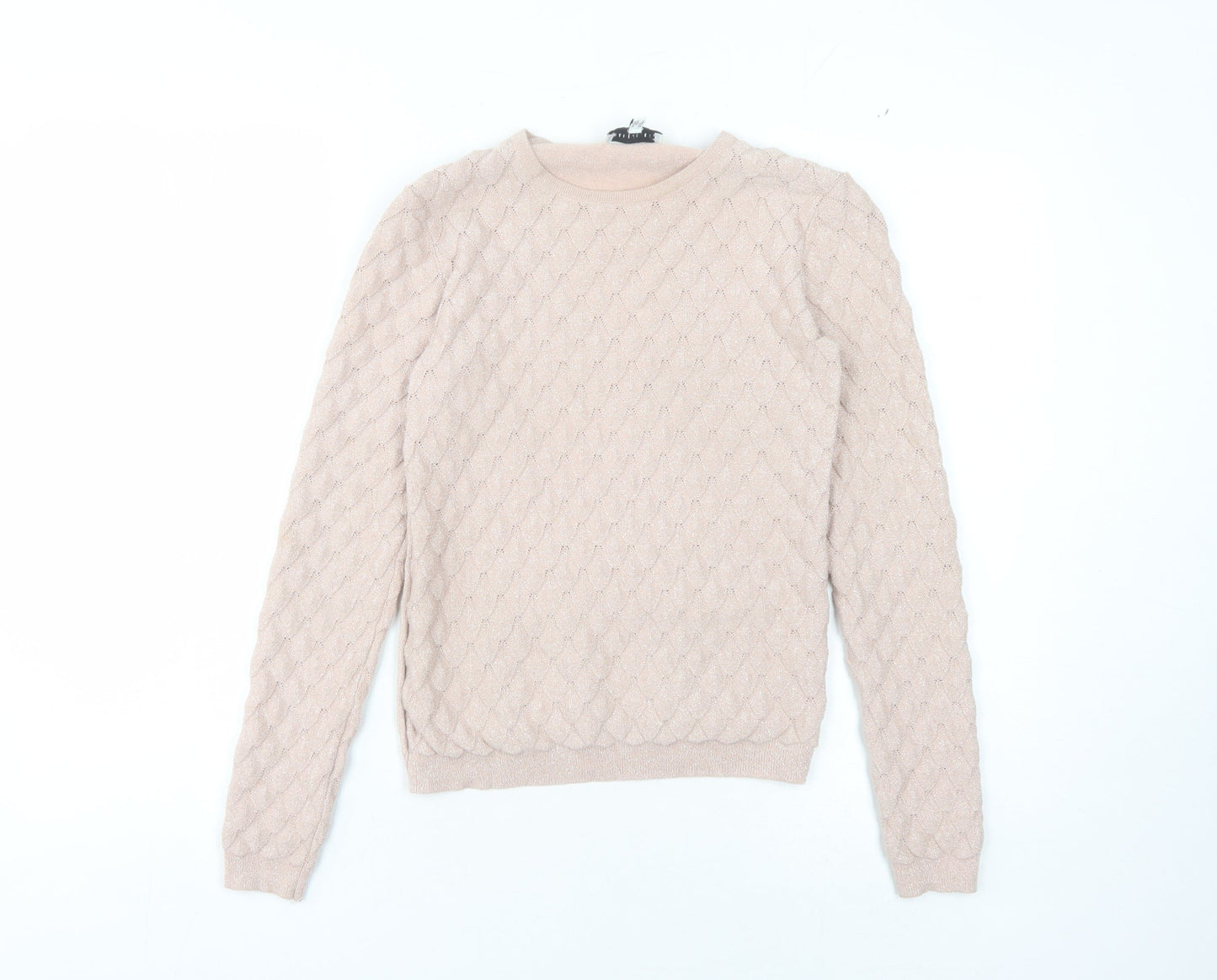 Warehouse Beige Crew Neck Women's Pullover Jumper, Size 6