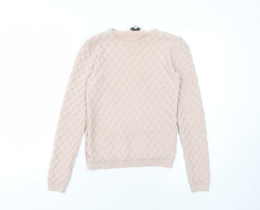 Warehouse Beige Crew Neck Women's Pullover Jumper, Size 6