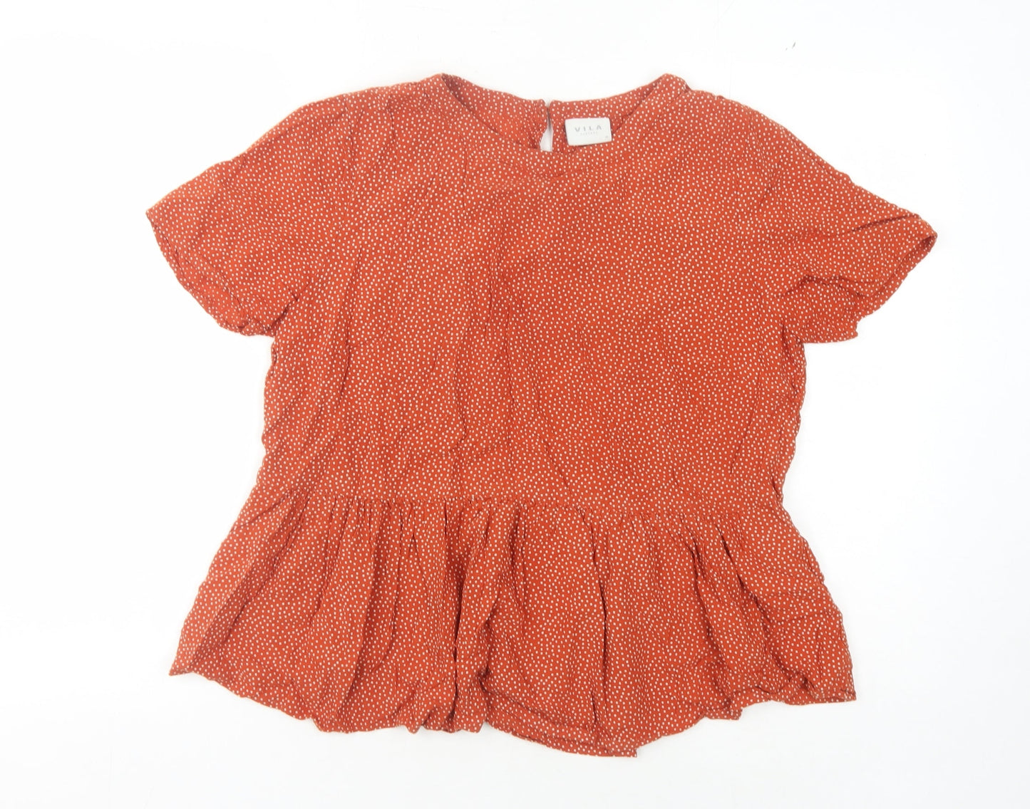 VILA Women's Red Polka Dot Blouse Size 10