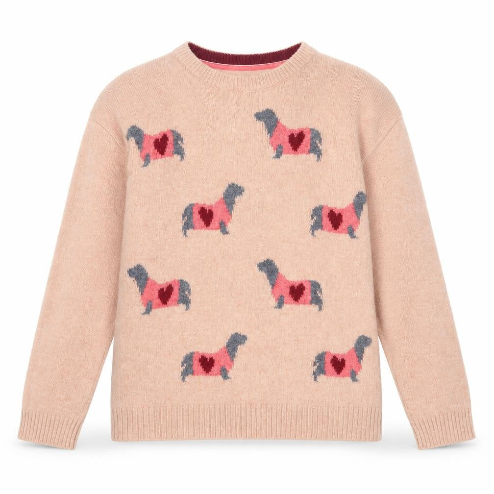 White Stuff Girls Pink Animal Print Pullover Jumper 9-10 Years