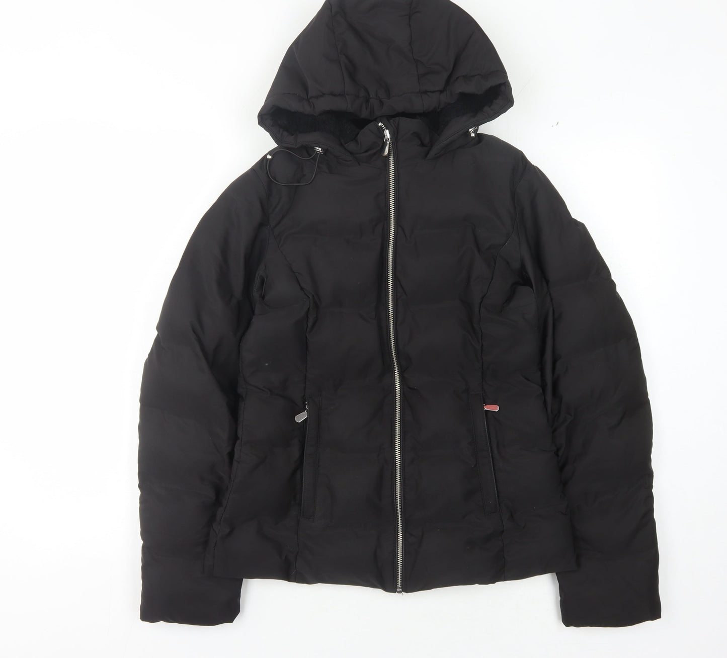 Zara Women's Black XS Puffer Jacket, Hooded, Casual Winter Coat