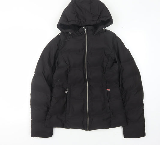 Zara Women's Black XS Puffer Jacket, Hooded, Casual Winter Coat