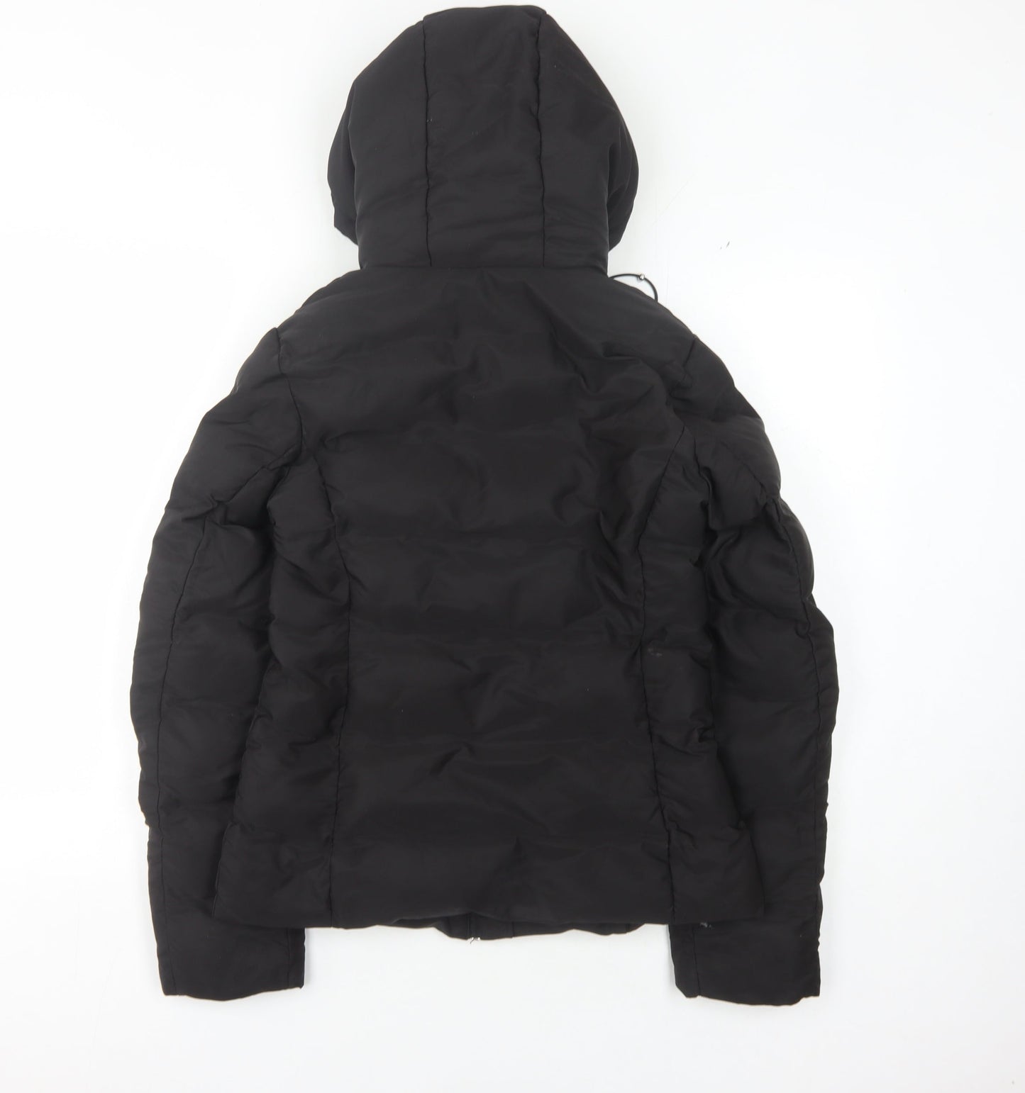 Zara Women's Black XS Puffer Jacket, Hooded, Casual Winter Coat