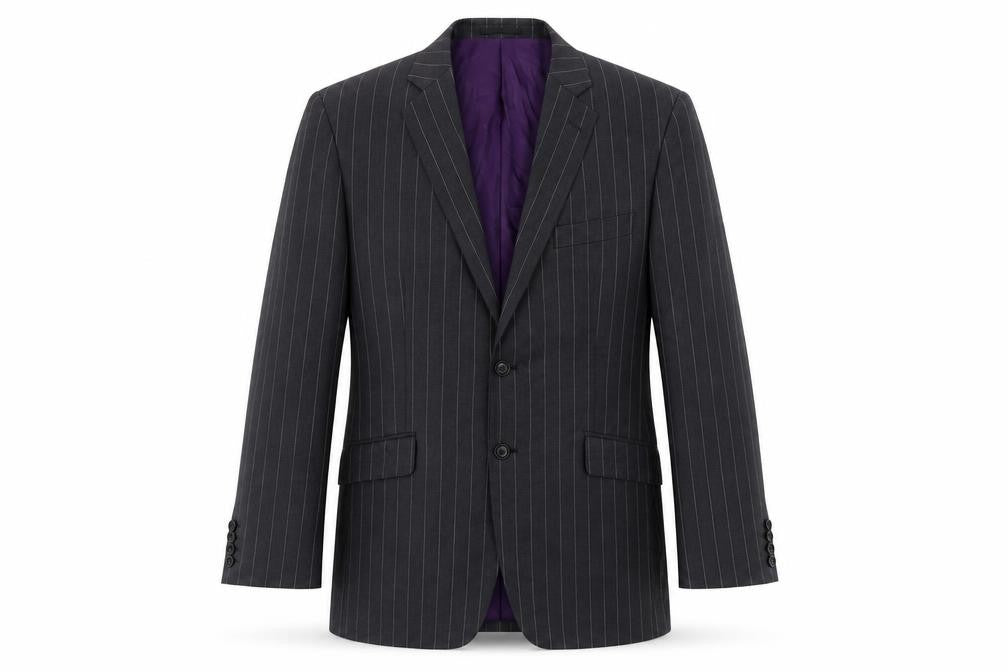 Fellini Men's Black Striped Blazer 40 R Formal Wool Blend
