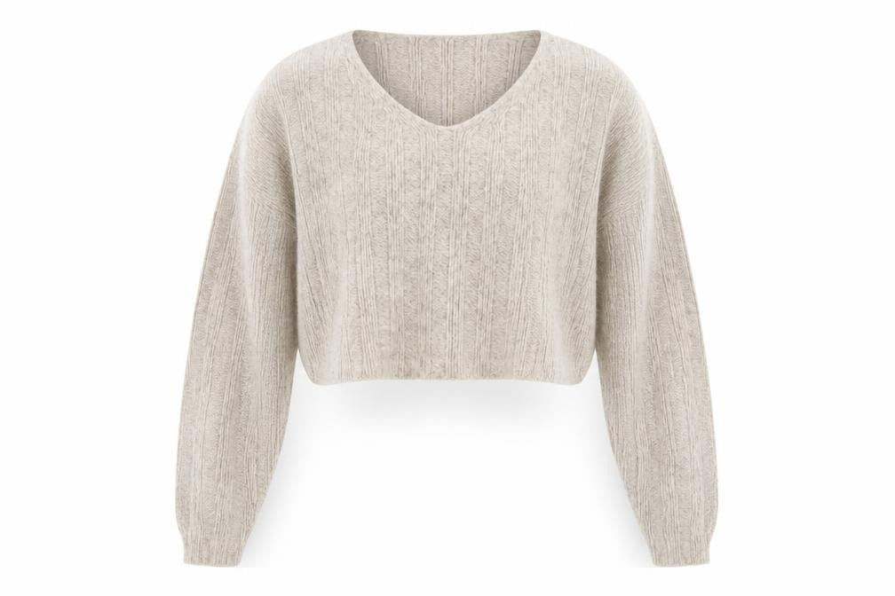 ZARA Women's Beige V-Neck Pullover Jumper Size 8