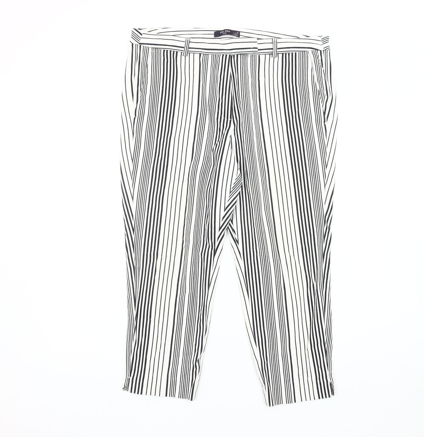Marks and Spencer Women's Ivory Striped Trousers Size 16