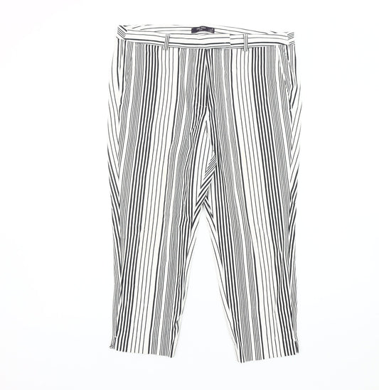 Marks and Spencer Women's Ivory Striped Trousers Size 16