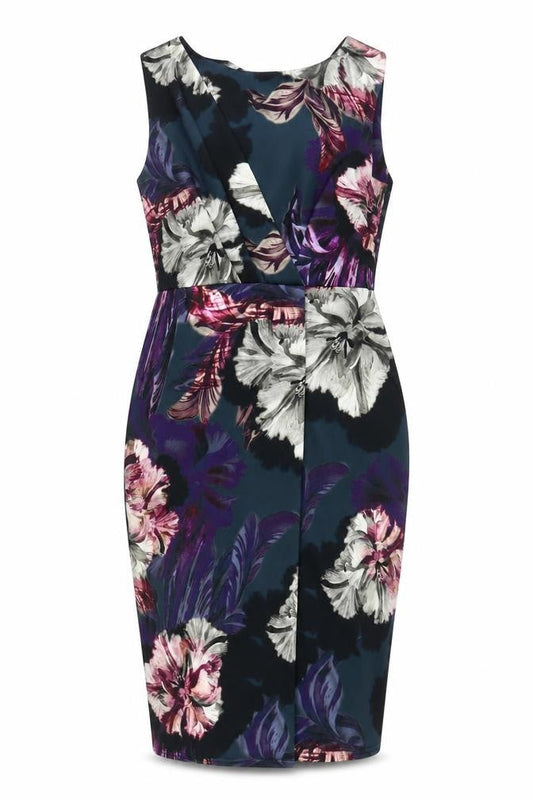 Closet Women's Multicoloured Pencil Dress, Size 14, V-Neck