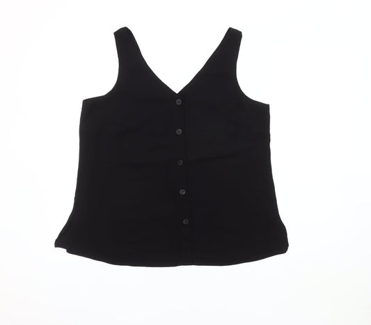 Wallis Women's Black V-Neck Sleeveless Blouse Size 14