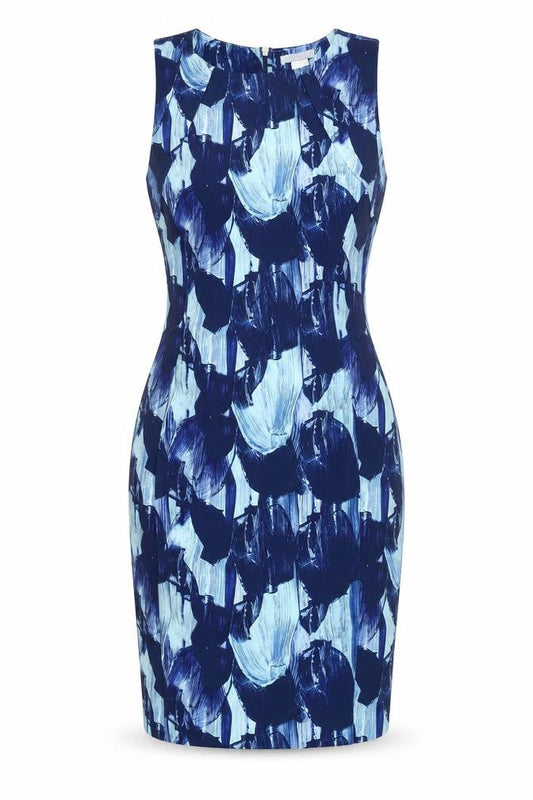 H&M Women’s Blue Abstract Sheath Dress - Size 12 Sleeveless