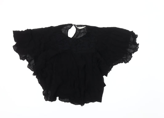 Zara Women's Black Viscose Top XS