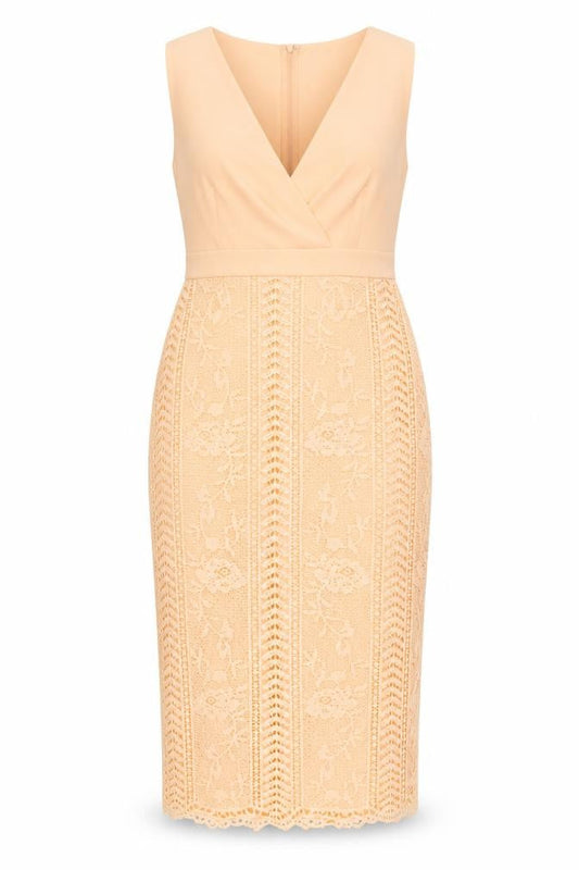 Boohoo Women's Beige Sleeveless V-Neck Dress