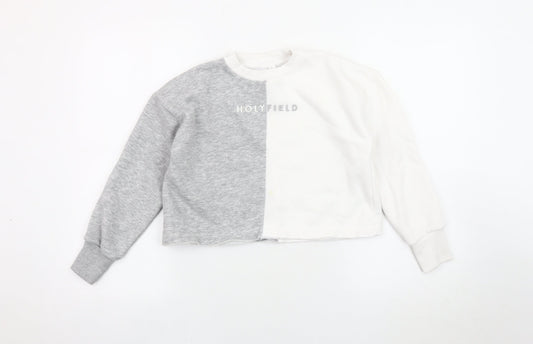 Holyfield Girls Colourblock Pullover Sweatshirt XS Grey White
