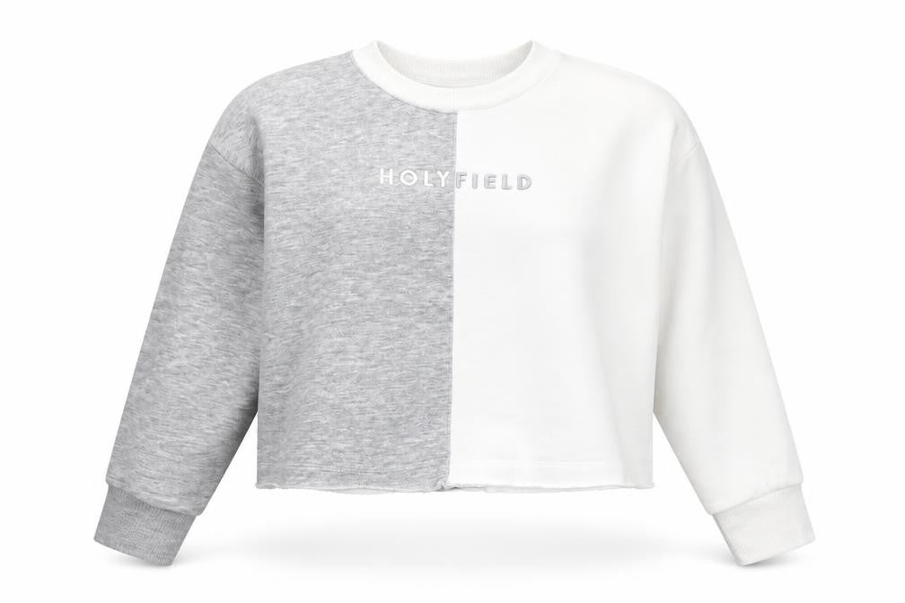 Holyfield Girls Colourblock Pullover Sweatshirt XS Grey White